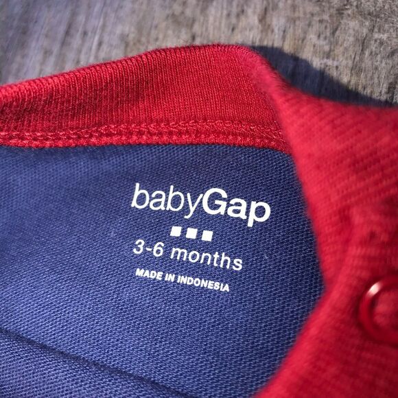 Gap Boys Tee Shirt Size 3-6 Months Blue Red Yellow Lightning Bolt Ringer Top NEW - Picture 3 of 6
